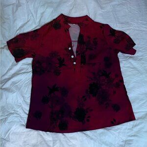 Floral Red and Black Blouse